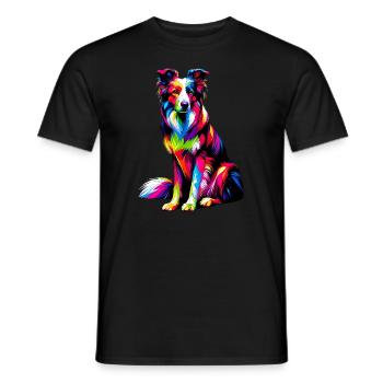 Colorful Pop Art Border Collie Border Collies - Men's T-Shirt - black - Front - AI Model Male 178 light (178cm)