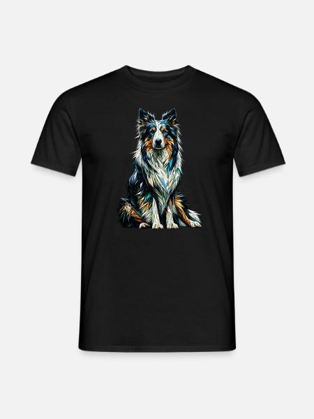Polygon Art Border Collie Border Collies - Männer T-Shirt - Schwarz