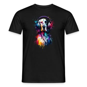 Splash Art Headphones English Setter Laverack - Men's T-Shirt - black - Front - AI Model Male 178 light (178cm)