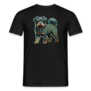 Mandala Art Tibetan Terrier Terriers - Men's T-Shirt - black - Front - AI Model Male 178 light (178cm)