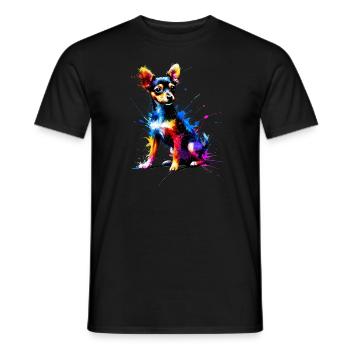 Colorful Splash Art Toy Fox Terrier American Toy - Men's T-Shirt - black - Front - AI Model Male 178 light (178cm)