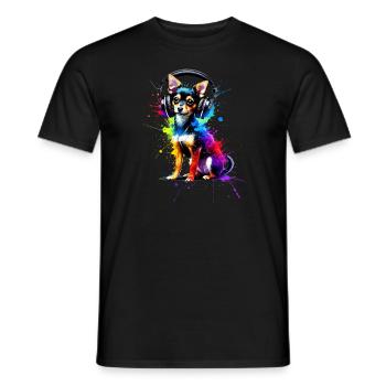 Splash Art Headphones Toy Fox Terrier American Toy - Men's T-Shirt - black - Front - AI Model Male 178 light (178cm)