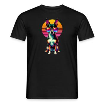 Lunettes de soleil rétro coucher de soleil jouet Fox Terrier Américain - T-shirt homme - noir - Devant - AI Model Male 178 light (178cm)