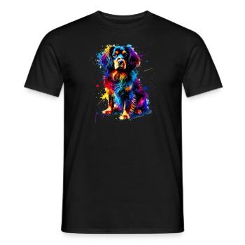 Splash Art coloré Petit Munsterlander - T-shirt homme - noir - Devant - AI Model Male 178 light (178cm)
