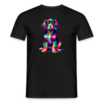 Colorful Pop Art Small Munsterlander - Men's T-Shirt - black - Front - AI Model Male 178 light (178cm)