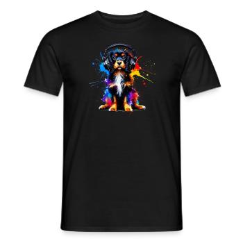 Splash Art Headphones Small Münsterländer - T-shirt homme - noir - Devant - AI Model Male 178 light (178cm)
