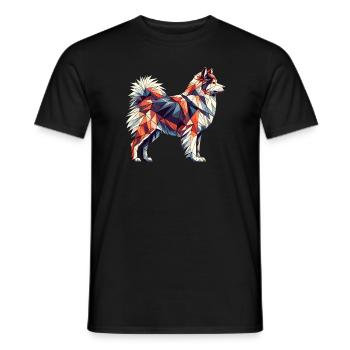 Geometric Art Icelandic Sheepdog - Men's T-Shirt - black - Front - AI Model Male 178 light (178cm)