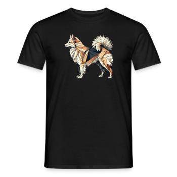 Geometric Art Norwegian Buhund - Men's T-Shirt - black - Front - AI Model Male 178 light (178cm)