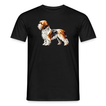 Geometrische Kunst Petit Basset Griffon Vendéen PBGV - Männer T-Shirt - Schwarz - Vorne - AI Model Male 178 light (178cm)