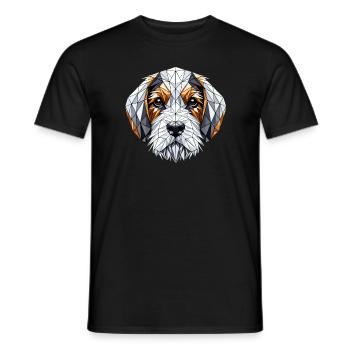 Geometrische Kunst Petit Basset Griffon Vendéen PBGV - Männer T-Shirt - Schwarz - Vorne - AI Model Male 178 light (178cm)