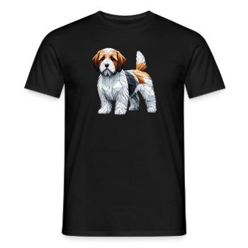 Geometrische Kunst Petit Basset Griffon Vendéen PBGV - Männer T-Shirt - Schwarz - Vorne - AI Model Male 178 light (178cm)