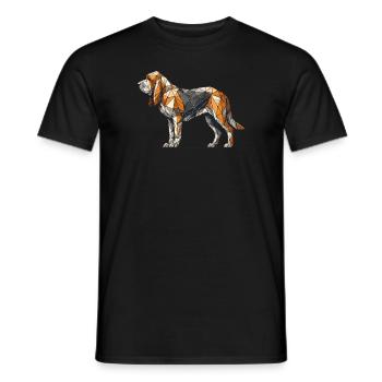 Geometrische Strichzeichnung Bloodhound Bloodhounds St. - Männer T-Shirt - Schwarz - Vorne - AI Model Male 178 light (178cm)