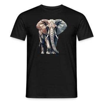 Geometric Art Elephant Elephants Wildlife Safari - Men's T-Shirt - black - Front - AI Model Male 178 light (178cm)