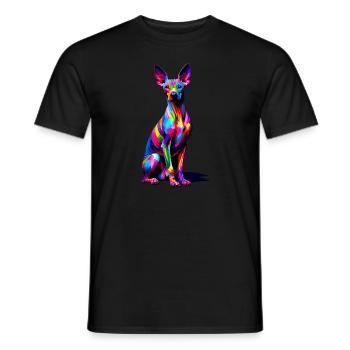 Bunte Pop Art Peruanischer haarloser Hund - Männer T-Shirt - Schwarz - Vorne - AI Model Male 178 light (178cm)