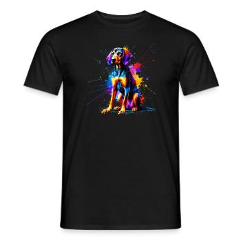 Bunte Splash Art Plott Hund Plott Hund - Männer T-Shirt - Schwarz - Vorne - AI Model Male 178 light (178cm)