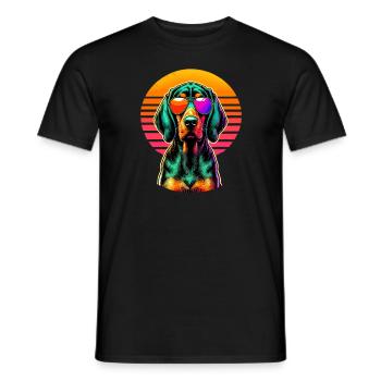 Retro Sonnenuntergang Sonnenbrille Plott Hound Plott Hund - Männer T-Shirt - Schwarz - Vorne - AI Model Male 178 light (178cm)