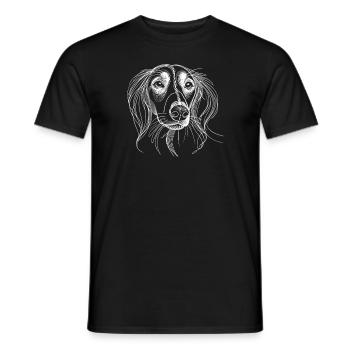 Line Art Saluki Chien Lévrier Persan - T-shirt homme - noir - Devant - AI Model Male 178 light (178cm)