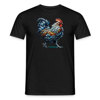 Polygon Art Farm Chickens Rooster Hen Poultry - Men's T-Shirt - black - Front - AI Model Male 178 light (178cm)