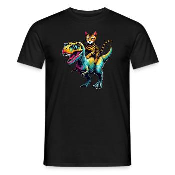 Dinosaurier T-Rex Bengalkatze Tyrannosaurus Rex - Männer T-Shirt - Schwarz - Vorne - AI Model Male 178 light (178cm)