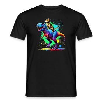 Splash Art Dinosaurier T-Rex Bengalkatze Tyrannosaurus - Männer T-Shirt - Schwarz - Vorne - AI Model Male 178 light (178cm)