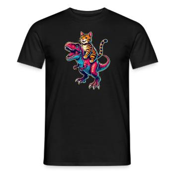 Dinosaurier T-Rex Bengalkatze Tyrannosaurus Rex - Männer T-Shirt - Schwarz - Vorne - AI Model Male 178 light (178cm)