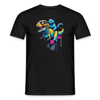 Pop Art Dinosaur T-Rex Chartreux Tyrannosaurus - Men's T-Shirt - black - Front - AI Model Male 178 light (178cm)