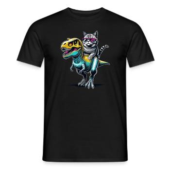 Dinosaure T-Rex American Shorthair Tyrannosaurus - T-shirt homme - noir - Devant - AI Model Male 178 light (178cm)