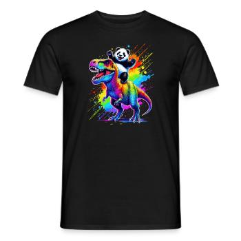 Splash Art Dinosaur T-Rex Panda Tyrannosaurus Rex - Men's T-Shirt - black - Front - AI Model Male 178 light (178cm)