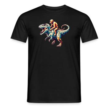 Geometric Art Dinosaur T-Rex Monkey Tyrannosaurus - Men's T-Shirt - black - Front - AI Model Male 178 light (178cm)