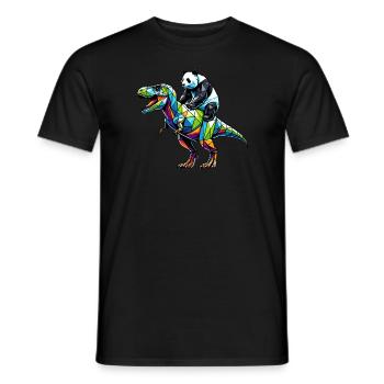 Geometric Art Dinosaur T-Rex Panda Tyrannosaurus - Men's T-Shirt - black - Front - AI Model Male 178 light (178cm)