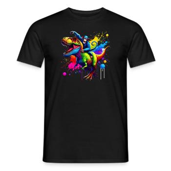 Splash Art Dinosaure T-Rex Singe Tyrannosaurus Rex - T-shirt homme - noir - Devant - AI Model Male 178 light (178cm)