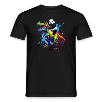 Splash Art Dinosaur T-Rex Panda Tyrannosaurus Rex - Men's T-Shirt - black - Front - AI Model Male 178 light (178cm)