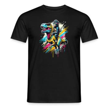 Splash Art Dinosaure T-Rex Singe Tyrannosaurus Rex - T-shirt homme - noir - Devant - AI Model Male 178 light (178cm)