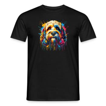Splash Art Cockapoo Cockapoos Cockerpoo - Men's T-Shirt - black - Front - AI Model Male 178 light (178cm)