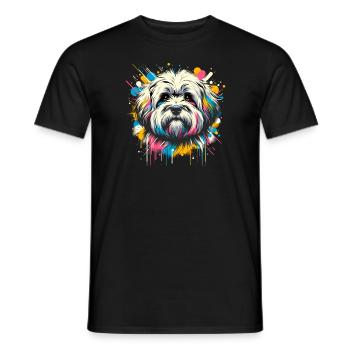 Colorful Splash Art Coton de Tuléar - T-shirt homme - noir - Devant - AI Model Male 178 light (178cm)