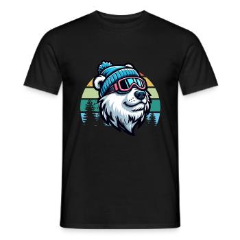 Ski Bear Polar Bear Ski Goggles Retro Skiing Ski Vacation - Men's T-Shirt - black - Front - AI Model Male 178 light (178cm)