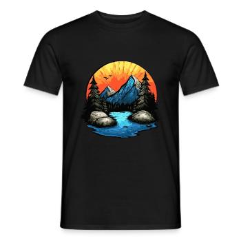 Montagnes Paysage extérieur - T-shirt homme - noir - Devant - AI Model Male 178 light (178cm)