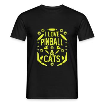 I Love Pinball & Cats pour les joueurs - T-shirt homme - noir - Devant - AI Model Male 178 light (178cm)