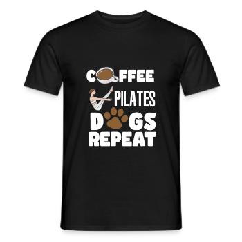 Pilates Kaffee Hundeliebe Lifestyle Design - Männer T-Shirt - Schwarz - Vorne - AI Model Male 178 light (178cm)