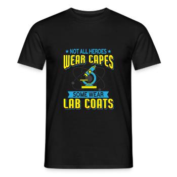 Heroes in the Laboratory - Microscope Chemistry Humor - Men's T-Shirt - black - Front - AI Model Male 178 light (178cm)