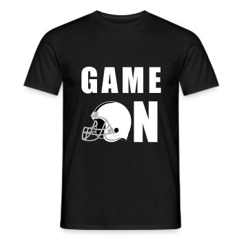 Game On Helm American Football Design - Men's T-Shirt - black - Front - AI Model Male 178 light (178cm)