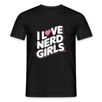 I Love Nerd Girls - Männer T-Shirt - Schwarz - Vorne - AI Model Male 178 light (178cm)