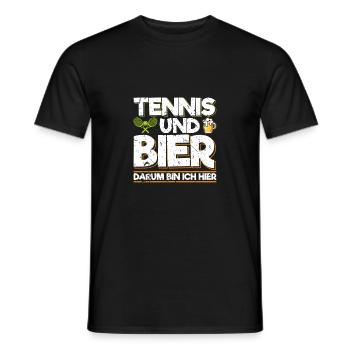 Tennis Und Bier Darum Bin Ich Hier Tennis Sprüche - Männer T-Shirt - Schwarz - Vorne - AI Model Male 178 light (178cm)