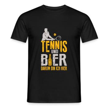 Tennis player Tennis beer That's why I'm here joke - Men's T-Shirt - black - Front - AI Model Male 178 light (178cm)