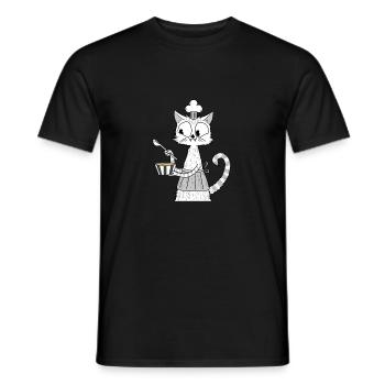 Chat propriétaire cuisson cuisson mignon chat blanc - T-shirt homme - noir - Devant - AI Model Male 178 light (178cm)