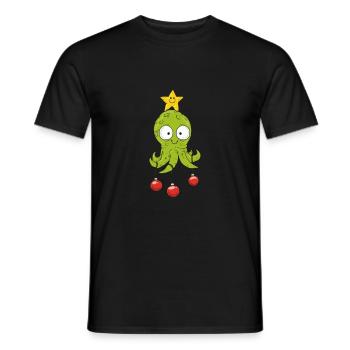 Cute octopus Christmas octopus - Men's T-Shirt - black - Front - AI Model Male 178 light (178cm)