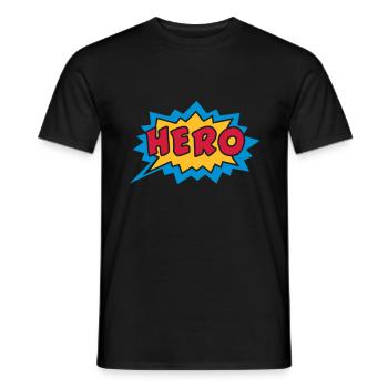 Comic, Hero, Speech Bubble, Superhero, Cartoon - Men's T-Shirt - black - Front - AI Model Male 178 light (178cm)