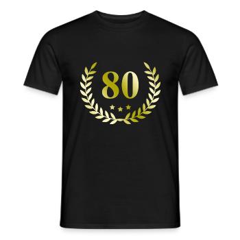 80 Couronne numéro - T-shirt homme - noir - Devant - AI Model Male 178 light (178cm)