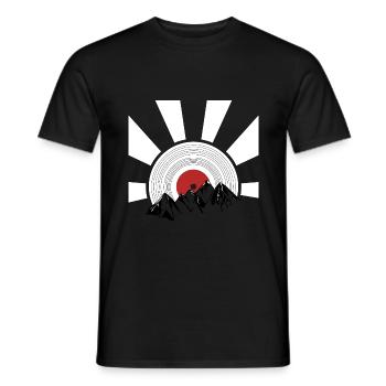 Montagnes et lever de soleil record - T-shirt homme - noir - Devant - AI Model Male 178 light (178cm)