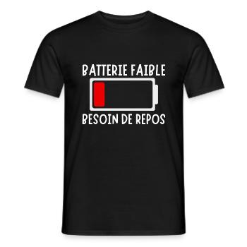 t-shirt homme humour batterie faible - T-shirt homme - noir - Devant - AI Model Male 178 light (178cm)
